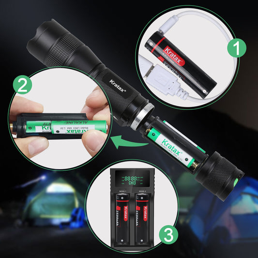 5.3oz Tactical LED Flashlight + Knife Combo